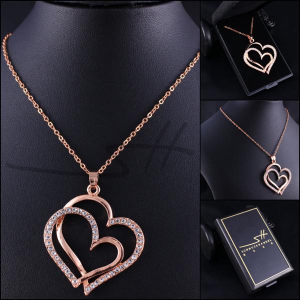 Collar Y Colgante Corazón, Cadena Mujer, Oro Amarillo, En Estuche,