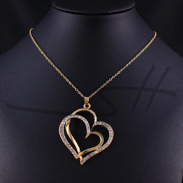 Collar Y Colgante Corazón, Cadena Mujer, Oro Amarillo, En Estuche,
