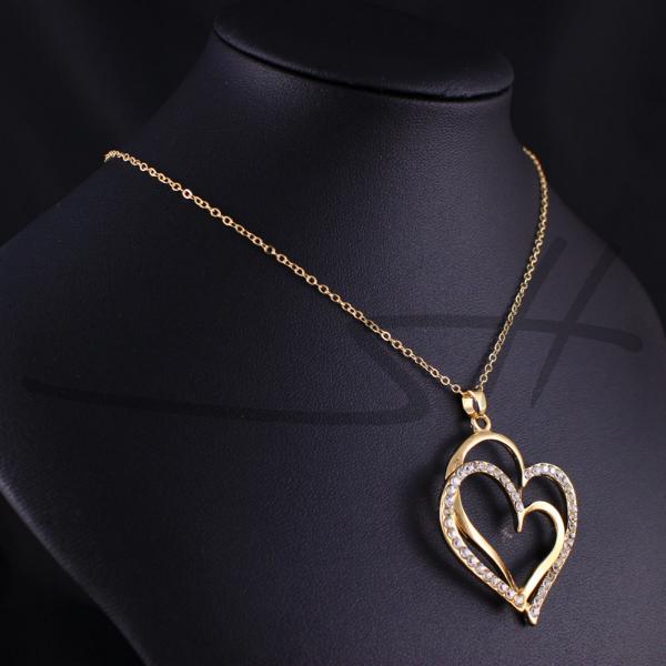 Collar Y Colgante Corazón, Cadena Mujer, Oro Amarillo, En Estuche,