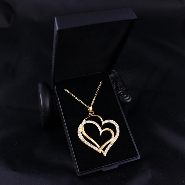 Collar Y Colgante Corazón, Cadena Mujer, Oro Amarillo, En Estuche,